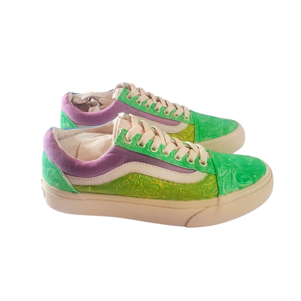 Vans Custom Vibrant Green, Purple Multicolor Sneakers Women's 8.5 Men's 7